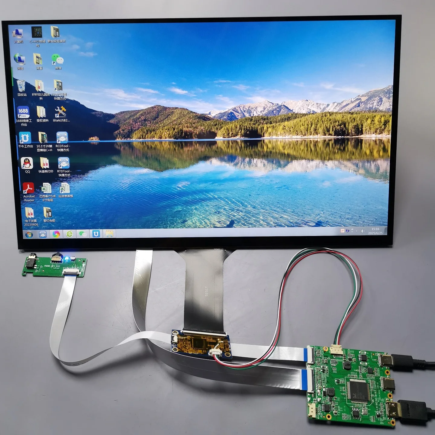 Zestaw modułu monitora z ekranem dotykowym 15,6 cala - kabel USB-C + Mini HDMI All-in-One, IPS FHD 1080P, 10-punktowy pojemnościowy dotyk, wbudowany