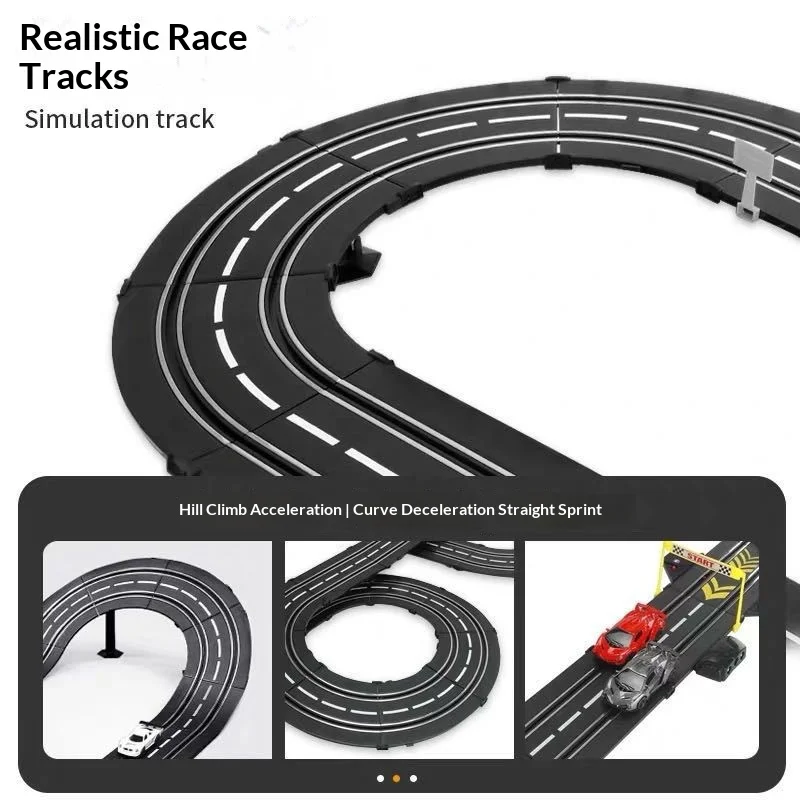 Elektryczny tor wyścigowy 1/43 z podwójną torbą, zabawka autorama, tor wyścigowy na zdalnie sterowane samochody, elektryczny tor kolejowy, zabawka samochodowa na torze.