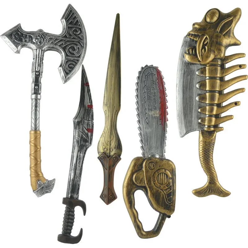 

Halloween Plastic Axe Weapons Toys Sentences Butcher Fishbone Kitchen Knife Costume