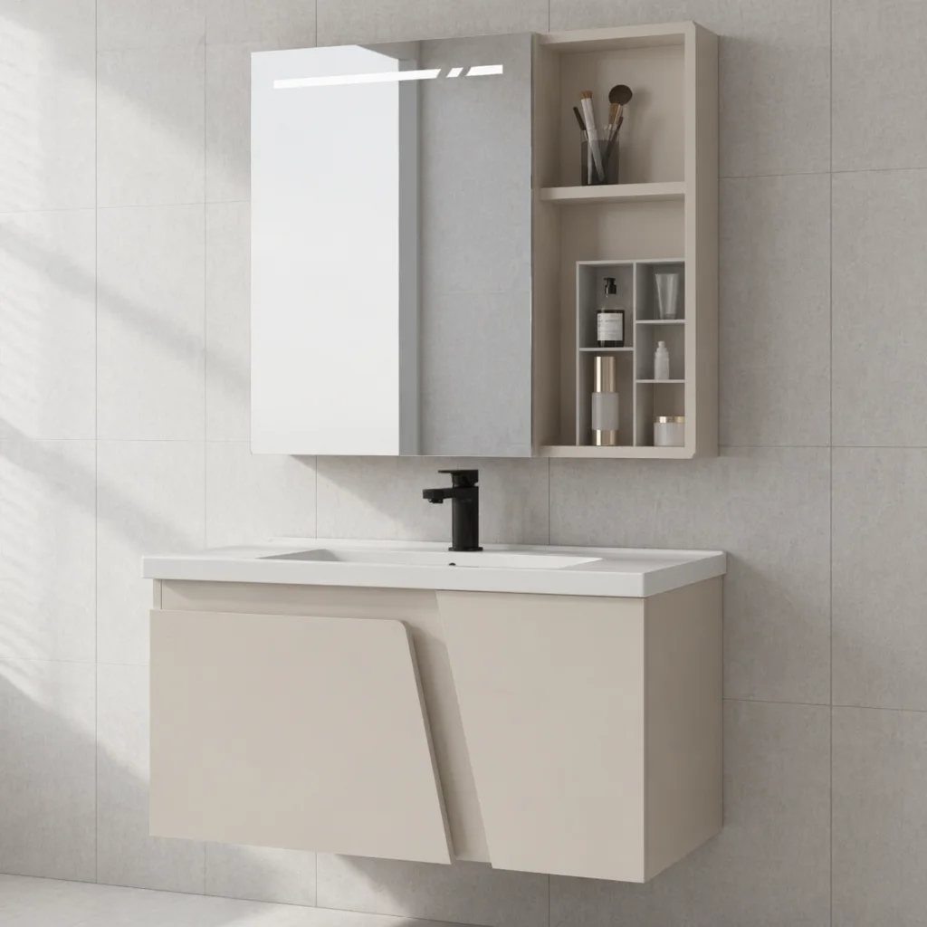 Direct Factory Modern Washbasin Cabinet Wall-Mounted Vanity With Sink Combo With Sink Lighted Mirror Bathroom Vanities