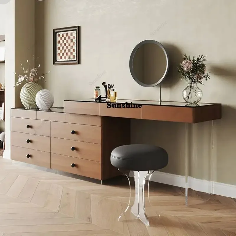 

Brown Long Nordic Vanity Tables Black Luxury Bedroom Luxury Drawers Dressers Makeup Cabinet House Coiffeuse De Chambre Furniture