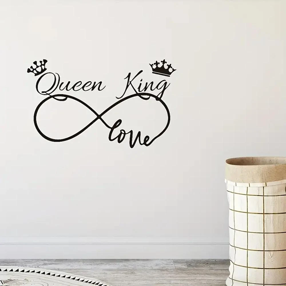 1 pc romantic king or queen circle love waterproof Wall Stickers Modern Fashion Wall Sticker For Living Room Kids Room