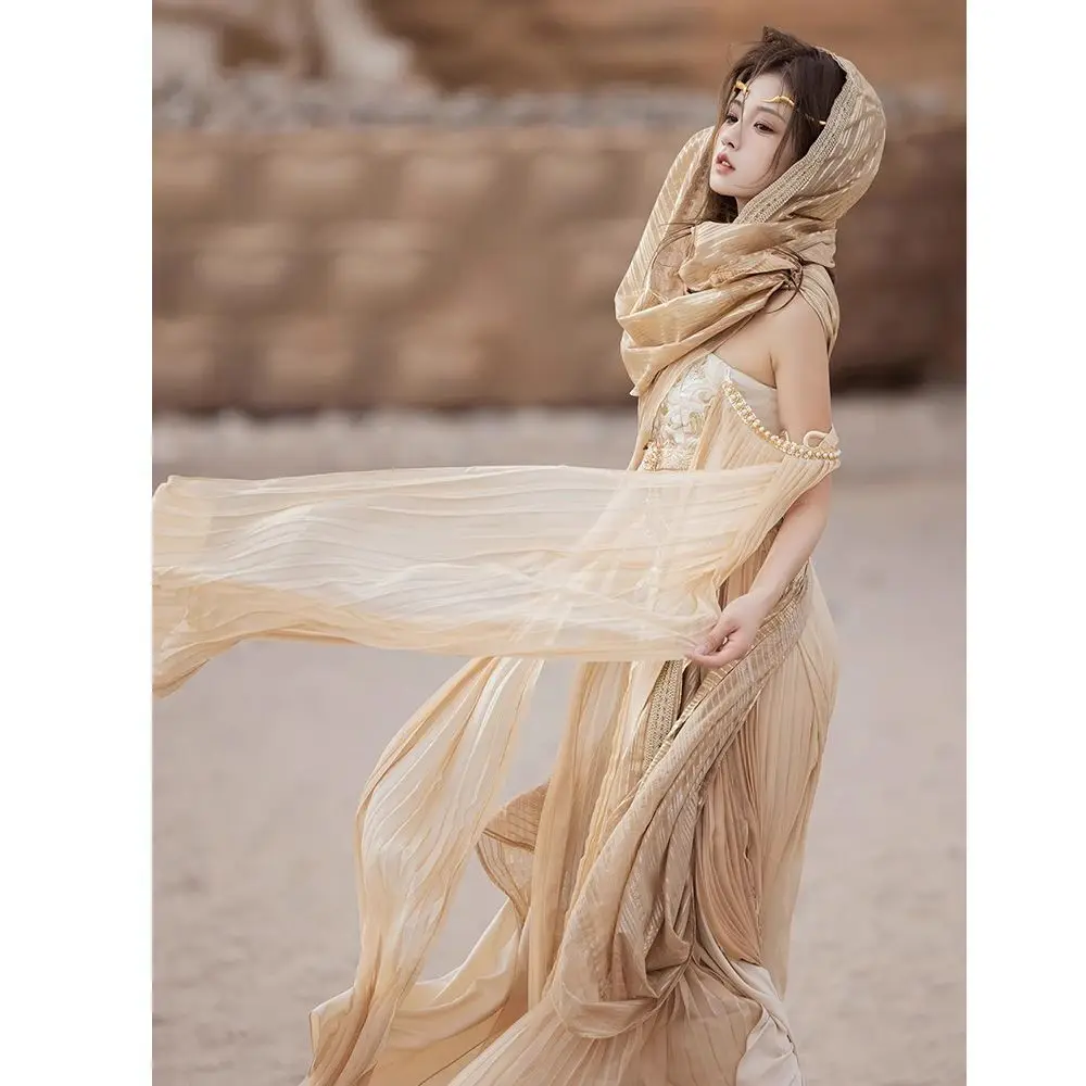 

Golden Forest Dress Set Exotic Embroidery Dress Flying Sky Suit Western Region Style Princess Dress Travel Photography Clothing