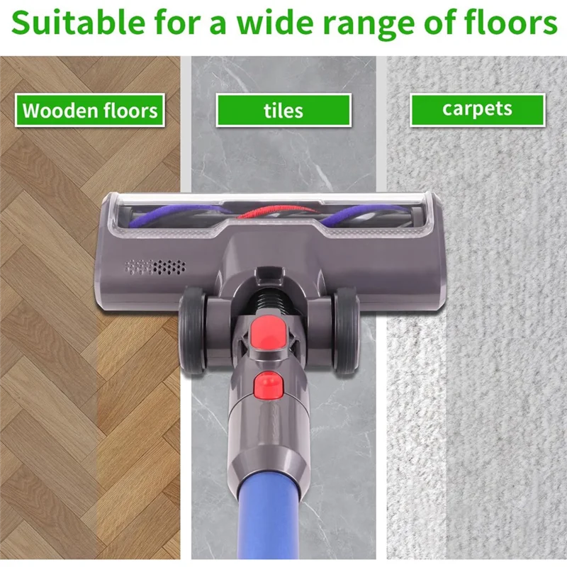 FSLH Vacuum Head For Dyson V7, V8, V10, V11, V15 Accessories Floor Brush With Direct Drive And 5 LED Lights For Hard Floors
