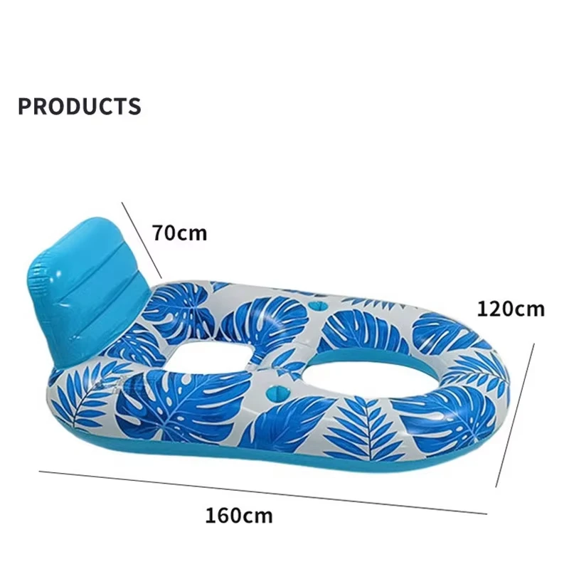 Adult Inflatable Floating Lounge Chair, Mesh Water Floating Raft Sofa, Large Backrest Swimming Pool Lake Float for Summer Beach