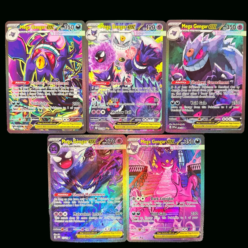 5 Style Diy Pokemon Card Gengar Mega Gengar EX 28/98 XY Phantom Forces Ultra Rare Full Art Holo Anime Collection Card view 2
