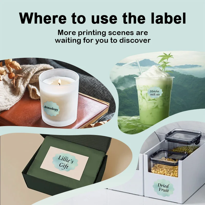 3 Rolls/set Color Label Paper Flower Shape Thermal Stickers for Portable Printer Waterproof Oilproof Price Tag Cake Name Sticker