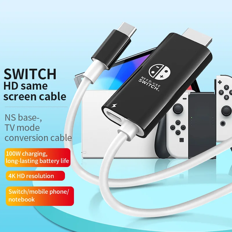 2m 4k 30Hz Portable USB Type C to HDMI Conversion Cable for TV Docking Mode on Nintendo Switch Steam Deck