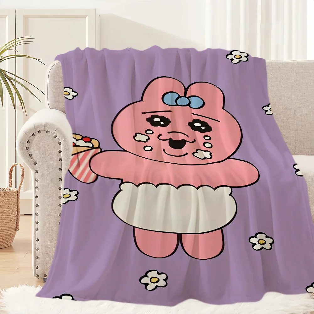 Cartoon O-Opanchu Cute Usagi Bunny Blanket Plush Nap Sofa rug for Living Room Warm Office Bedroom Birthday Home Travel Kid Gifts