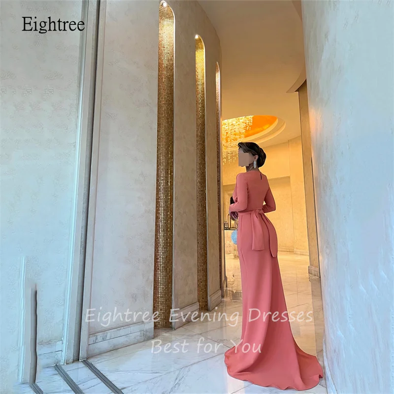 Eightree Orange Mermaid Evening Dresses Long sleeves Prom Gown Floor Length Formal Party Gowns vestidos de fiestas