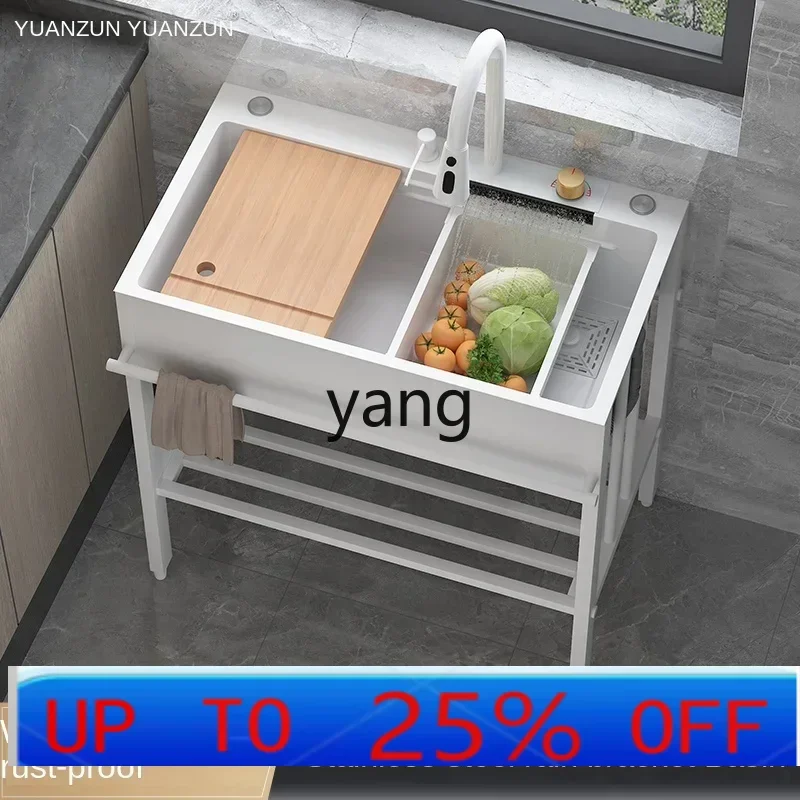 

LH household white vegetable basin large single sink kitchen sink with bracket floor-to-ceiling stainless steel dishwasher