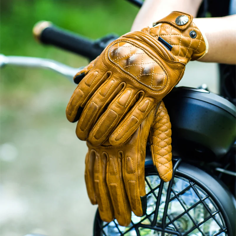 

Uglybros Goat Genuine Leather Motorcycle Gloves Touch Screen Vintage Moto Gloves Protection Retro Motorbike Glove Size:Xs-3XL