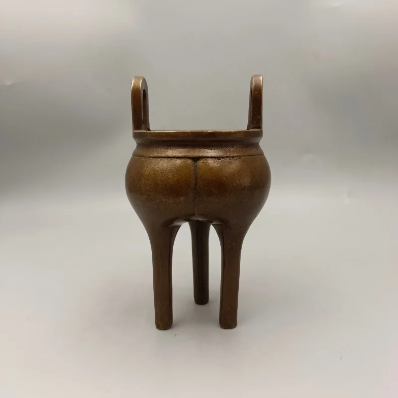 Antique Round Ear High Leg Inner Incense Burner Antique Bronze Collection Oraments Home Decoration Grafts & Whole