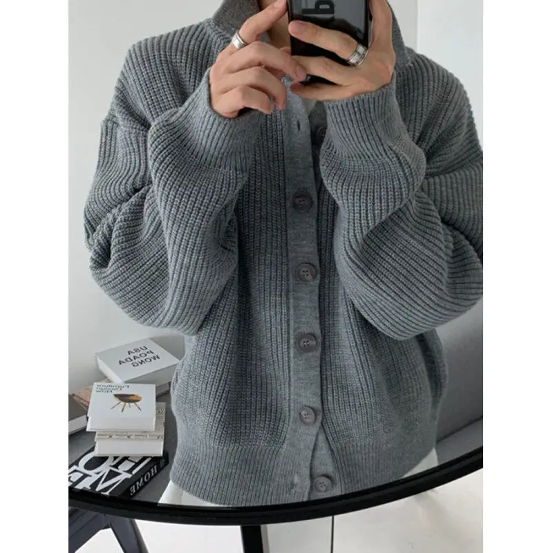 Winter Sweater Cardigan Men Warm Fashion Casual Knitted Sweater Coat Men Korean Loose Long Sleeved Sweater Mens Jumper Clothes