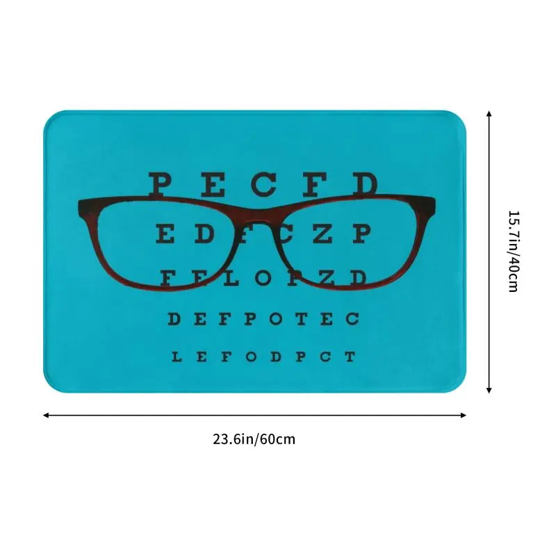 Custom Funny Glasses With Eye Test Chart Doormat Non-Slip Entrance Door Floor Mat Optician Optometrist Living Room Carpet Rug