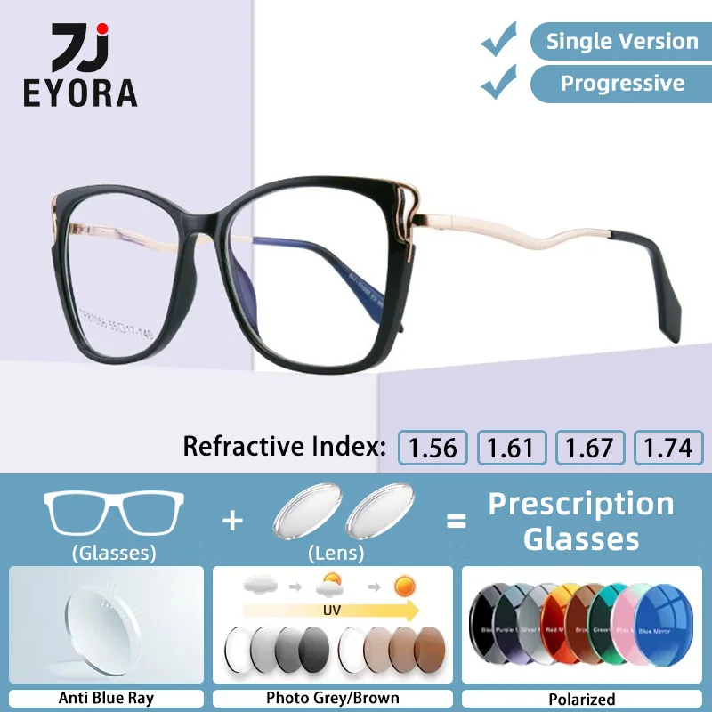 

EYORA Fashion Cat Eye Full Rim Women Reading Glasses Myopia Eyewear Hyperopia Anti Blue Light Progressive Photochromic Eyewear