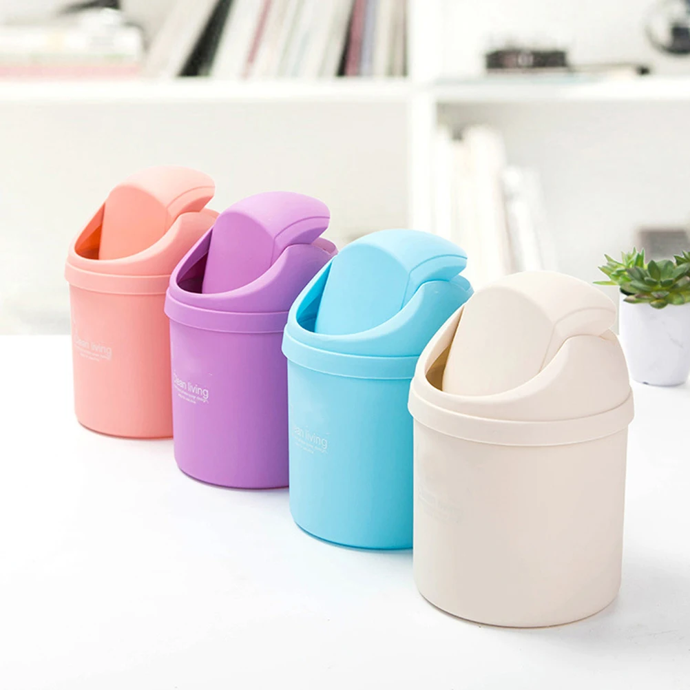 

4Pcs Mini Trash Can Desktop Garbage Box PP Living Room Office Car Use Waste Container Dustbins