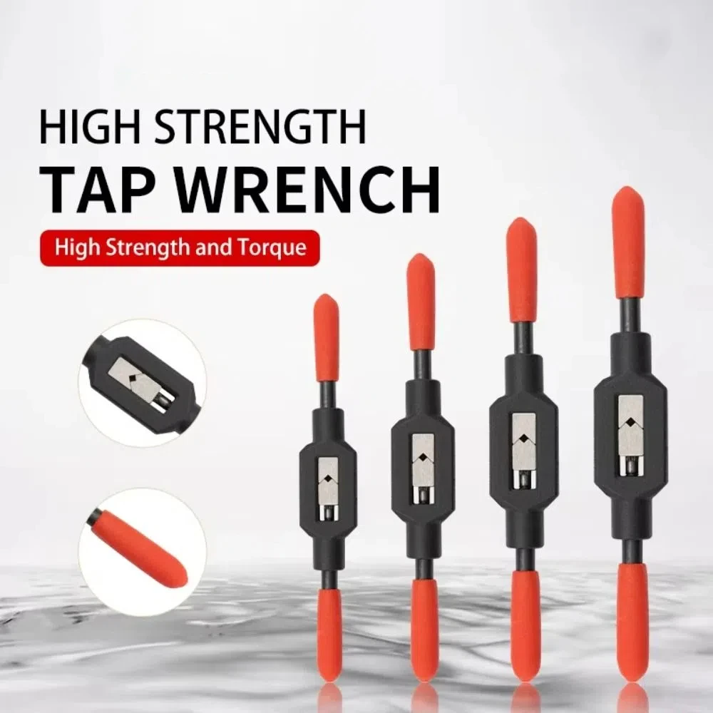 

Black & Red Adjustable Tap Wrench Non-Slip metalworking Screw Holder Reamer plumbing Plastic-Dipped Handle