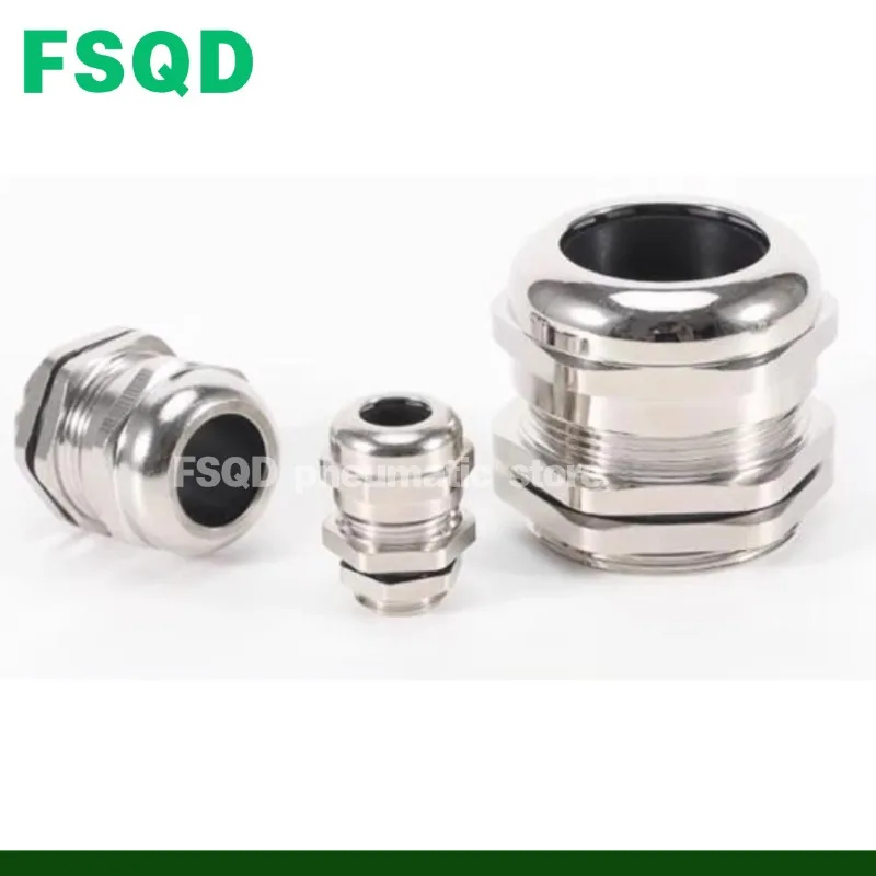 Nickel Brass Metal IP68 Waterproof Cable Glands Connector Wire Glands Fit 3mm-52mm PG7 PG9 PG11 PG63