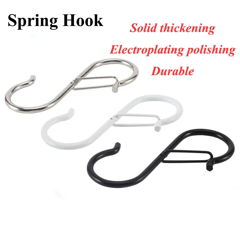 Simple Bathroom Mental Spring S Hooks/Modern Round Rod Single 8S Hooks Curtain Ceiling Track Hook Shelf Accessories Total 12Pcs