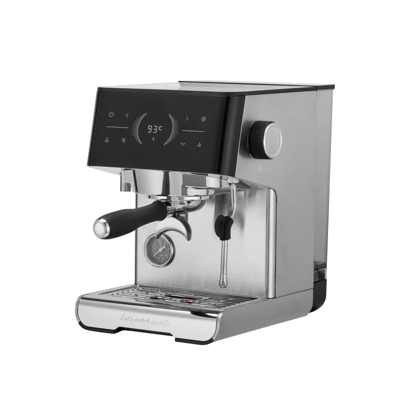 Stainless Steel Espresso Coffee Machine With Smart Digital Touch Screen 9 Bars Pressure And Semi-Automatic Brewing For Home Use