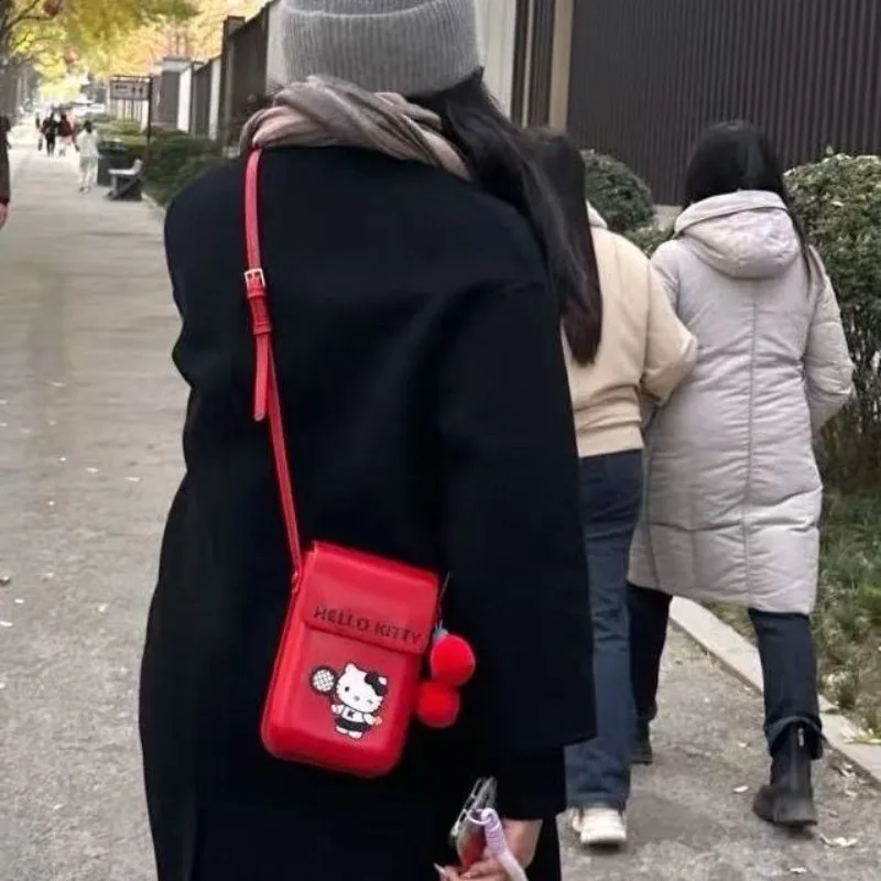

Girly Heart Hello Kitty Аниме Kawaii Sanrio Ins Модная сумка для мобильного телефона Милая мультяшная сумка через плечо Y2k для женщин Свободные подарки