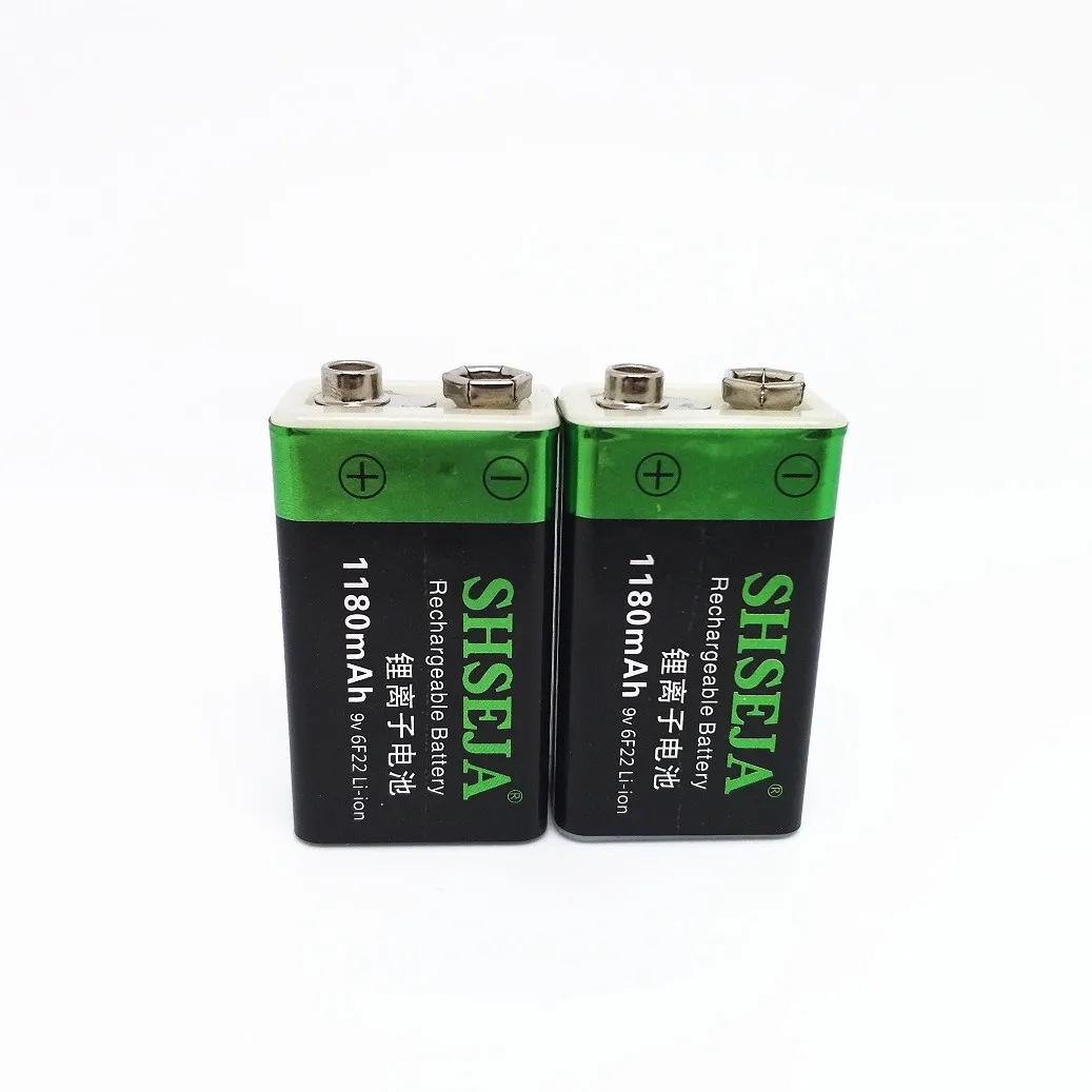 2pcs  9V Rechargeable Battery 1180mAh Type-C Rechargeable 6F22 9V Li-ion Battery for RC Helicopeter Model Multimeter Toy