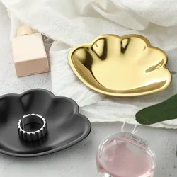 Beautiful Plating Metal Plates Stainless Steel Seashell Shape Small Decorative Tray Woman's Jewelry Organizer