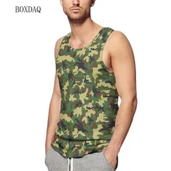 Camo Tanks For Men's Summer Sleeveless Workout Fitness Casual Vest 3D Camo Printed Sports Gym Running Man Tanks Plus Size 6XL