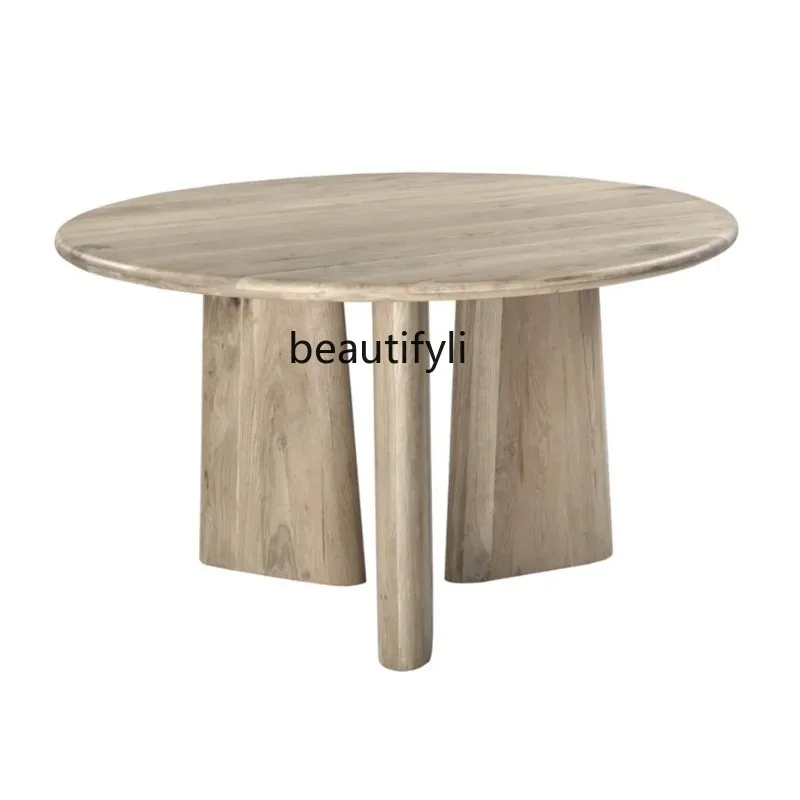 

Round Table Solid Wood Nordic Retro Creative round Dining Table Restaurant round Table Log Reception Conference Table