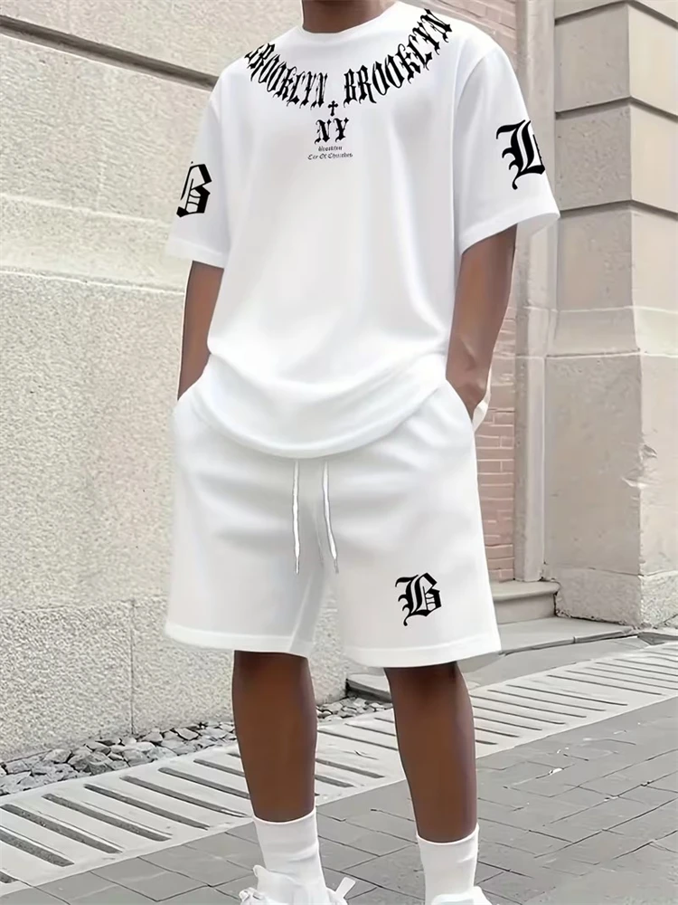 2026 Spring/Summer New Simple And Casual Men's Short-sleeved Top And Casual Shorts, 2pcs Street Casual Men's Spring/Summer Set