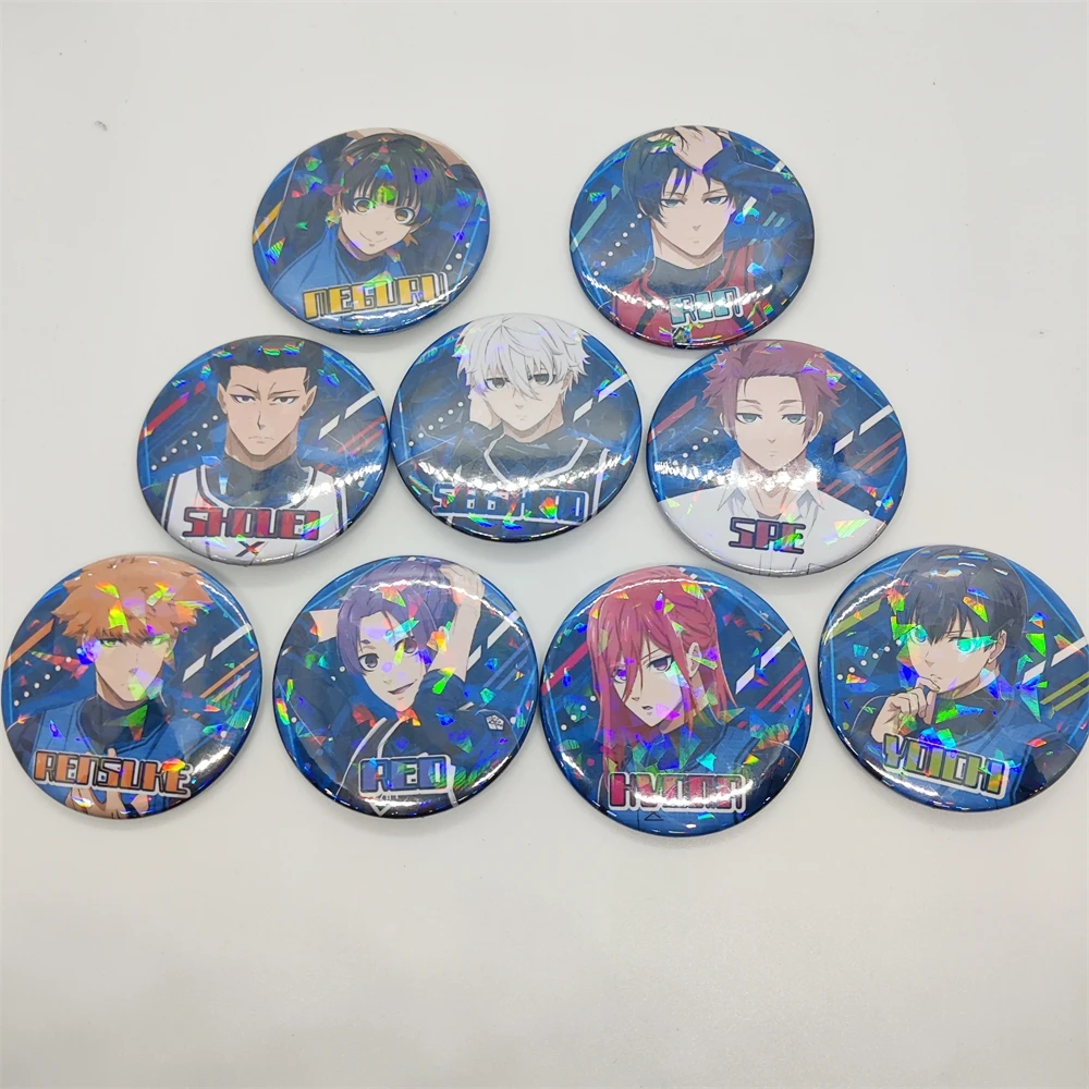 Anime Blue 58mm Laser Brooch Pins Lapel Badge Cartoon Characters Isagi Yoichi Brooch Clothing Decoration