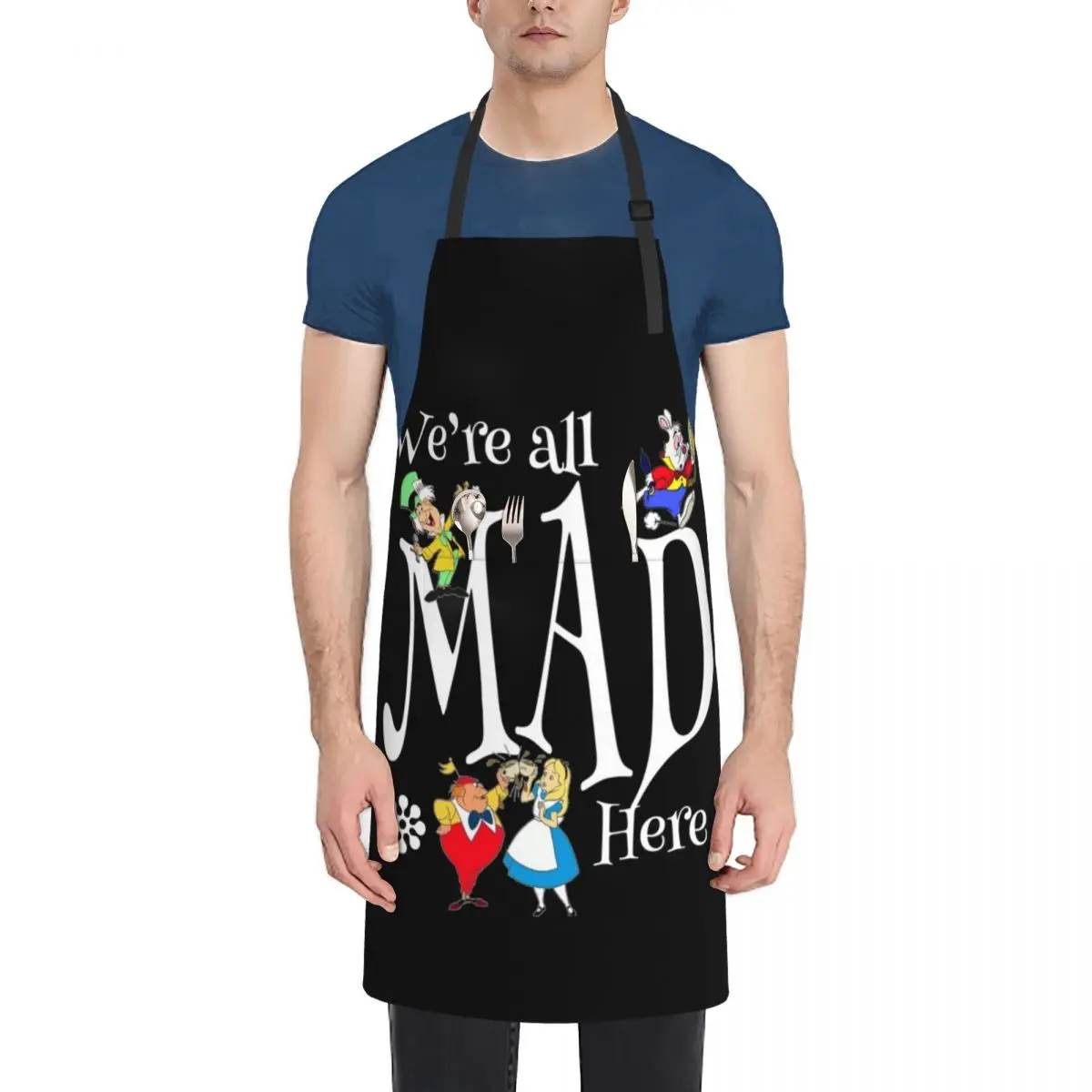 

Alice Mad Hatter All Mad Here Rabbit Tea Party Fans Vintage Literary Gifts Apron Useful Things For Kitchen Christmas gift Apron