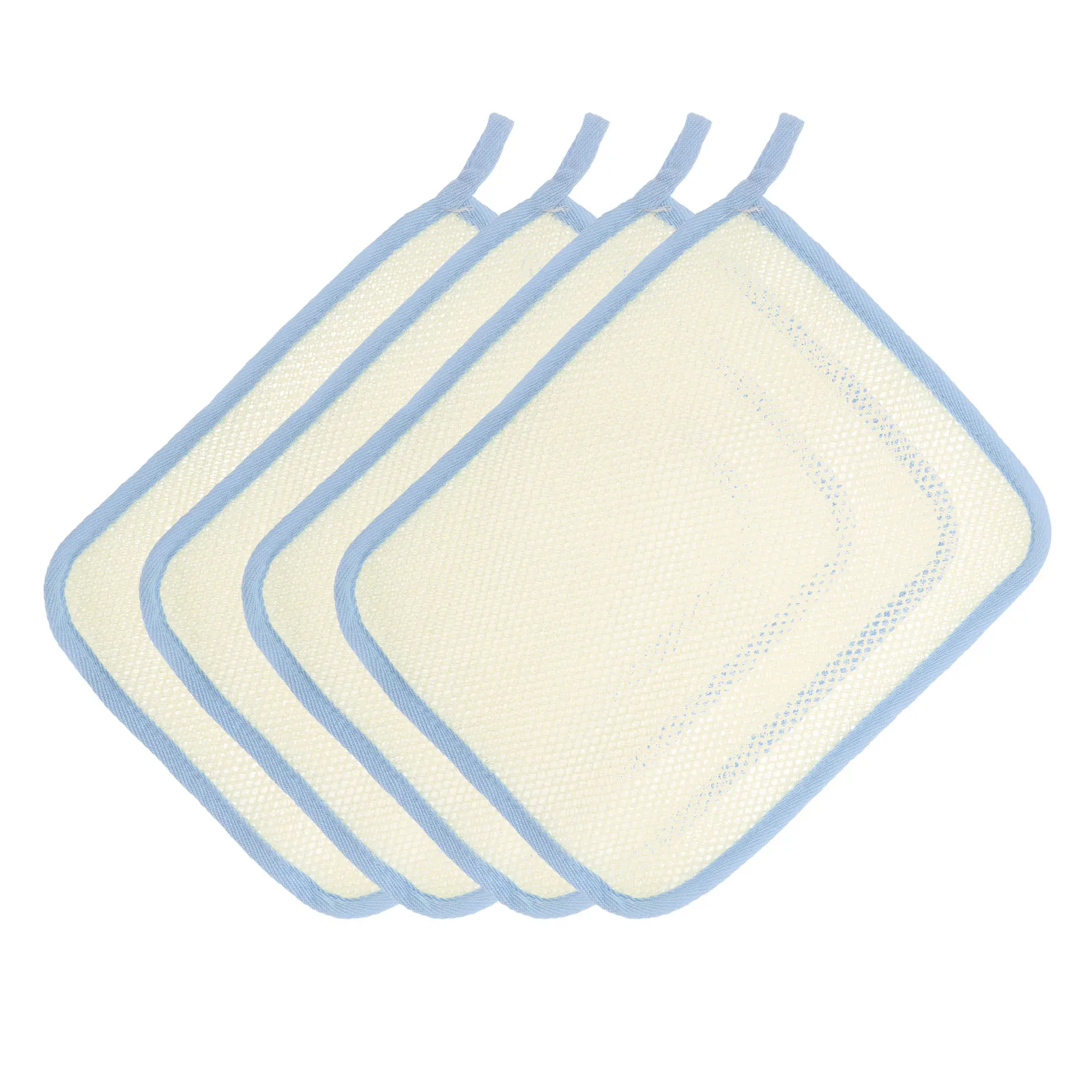 4Pcs Light Design Dual-Layer Nylon Foaming Washcloth Soap Bag Exfoliating Face Body Cleanser Travel Portable