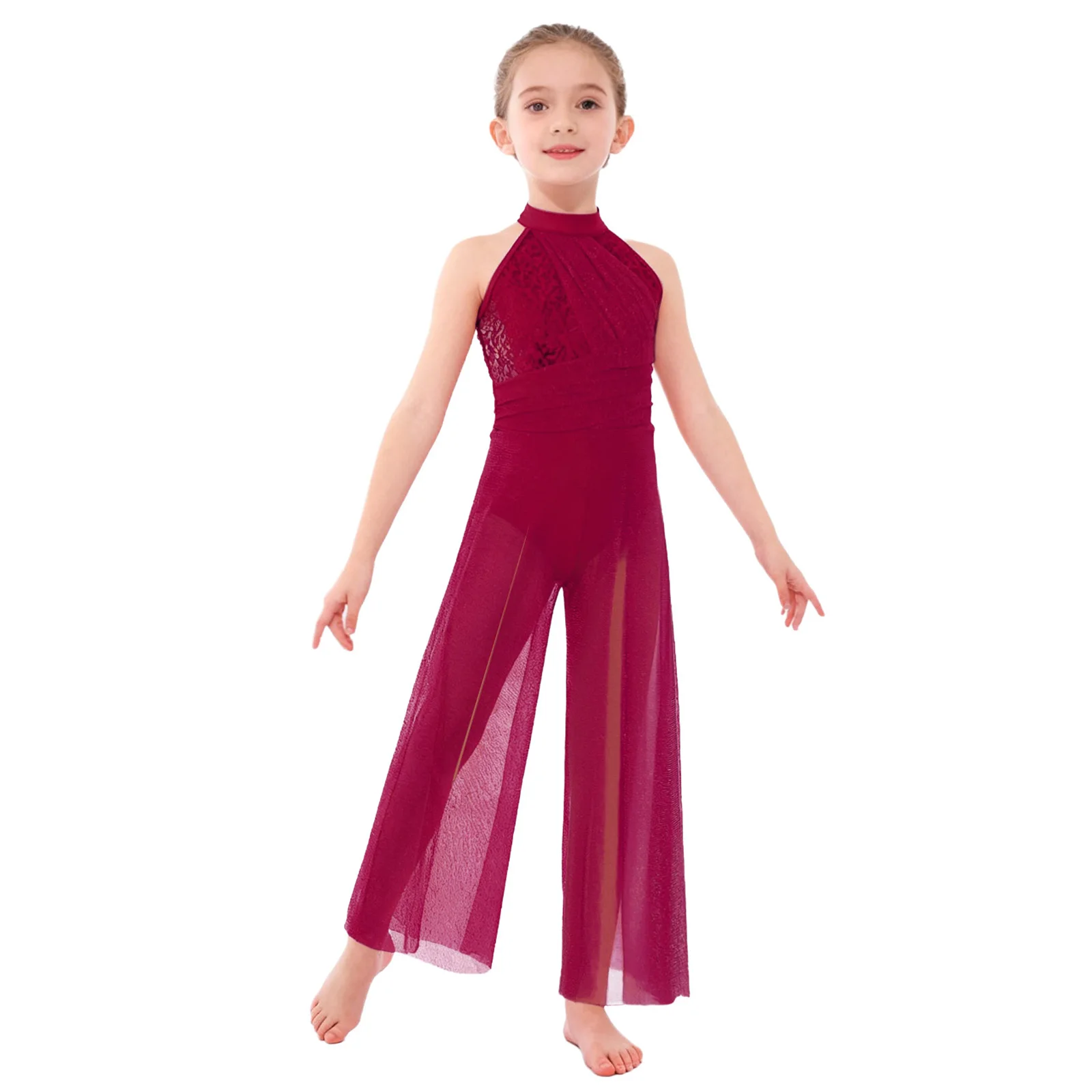 Kids Girls Gymnastics Ballet Unitards Jumpsuit Shiny Sequins Modern Contemporary Lyrical Dance Performance Costumes Dancewear