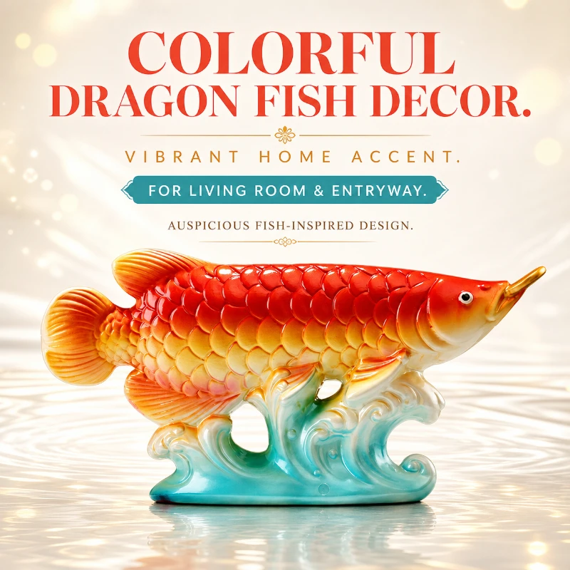 Golden Arowana Epoxy Resin Sculpted Folk Art Figurine for Attract Wealth Living Room Locker and Office Desktop Home Decoration