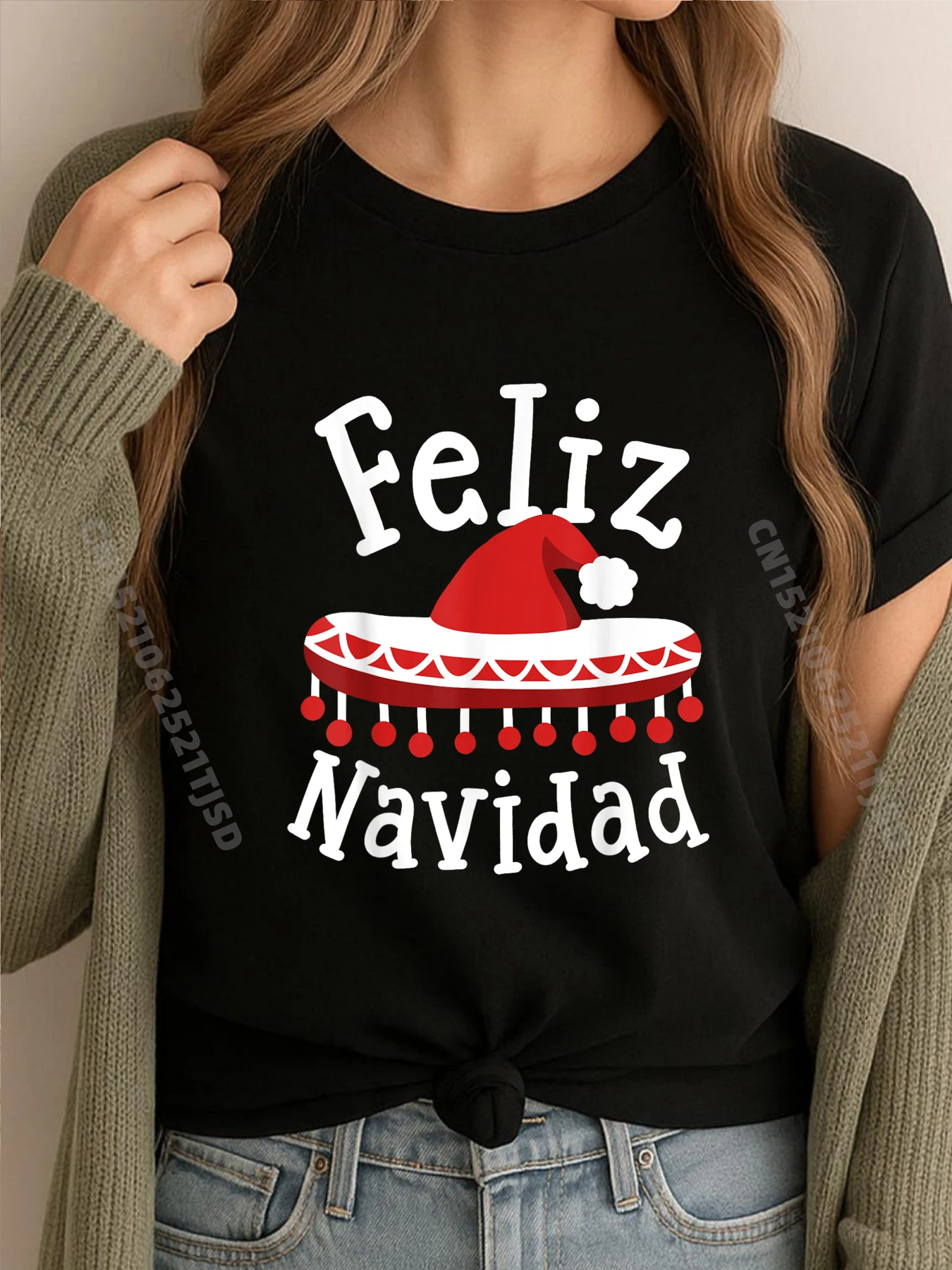 

Feliz Navidad Santa Hat Sombrero Испанские рождественские мужские футболки с рисунком, мужские футболки, потертая футболка в готическом стиле