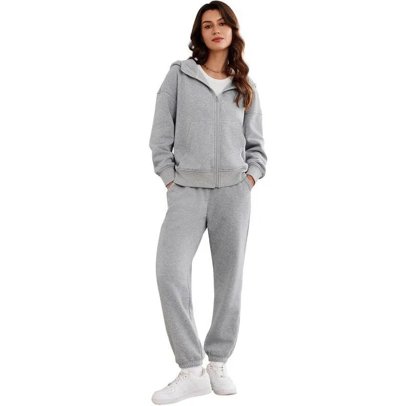 

Sporty Zip Hoodie And Pants Set Women's Fashion Ensemble Summer Collection Cross-Border Shipping Available No Brand Registered