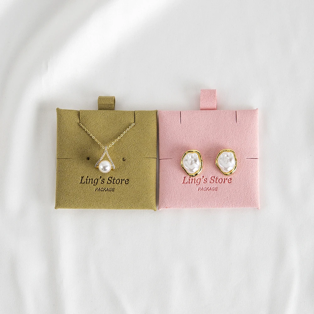 

20/50/100Pcs Personalized Logo 6x6cm Jewelry Microfiber Card Studs Pendant Earrings Necklace Packaging Display Pads For Gift Box
