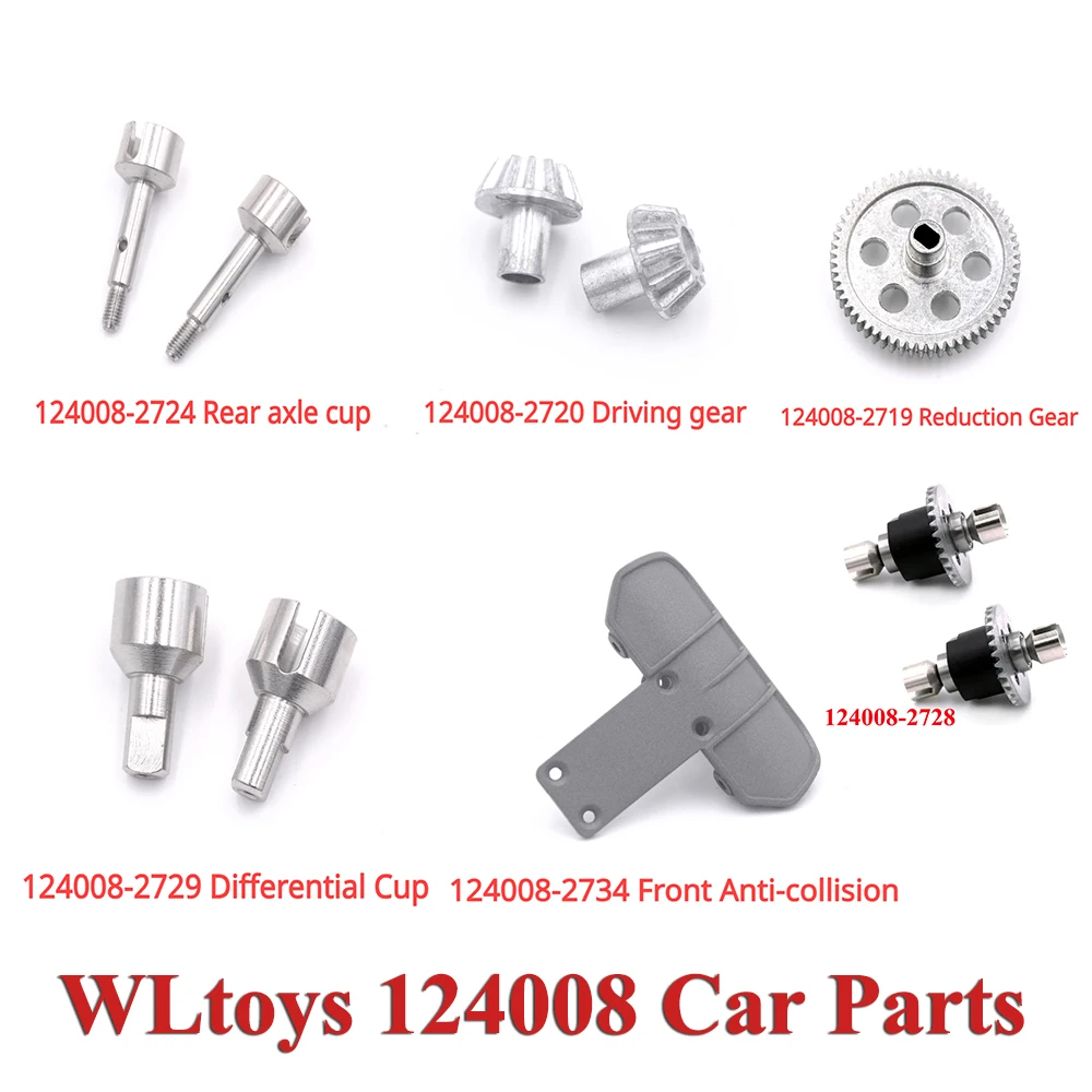 WLtoys 124008 RC -2724 Copo do Eixo Traseiro-2729 Copo Diferencial, 2719 Engrenagem de Redução, 2734 Anti-Colisão Frontal, 2720 Driving Gear