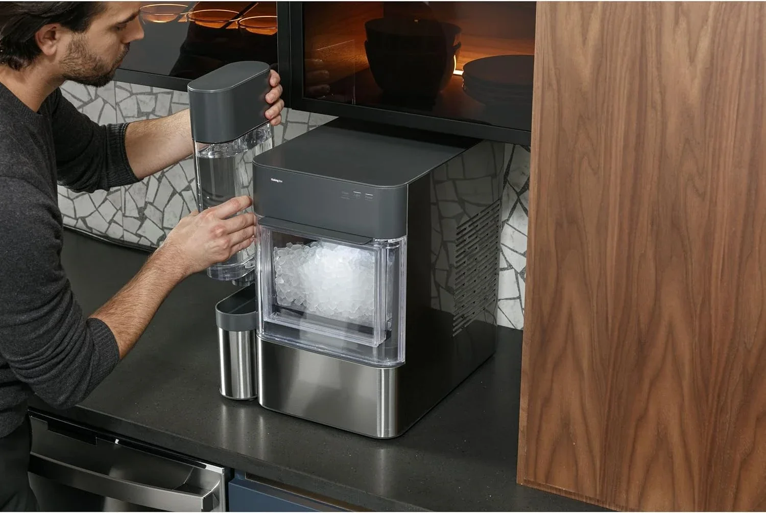 Enhanced Profile Opal Side Tank, 2.0 Opal Nugget Ice Maker, Fácil fixação à máquina de gelo Opal, capacidade de 0,75 galões