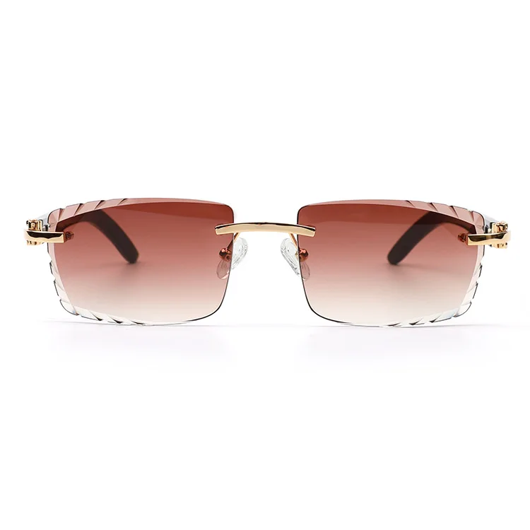 Sifier Luxury Designer High Quality Horn  Shades Eyewear Sun Glasses Men Women Gem Cut Lens Rimless Sunglasses Wholesale