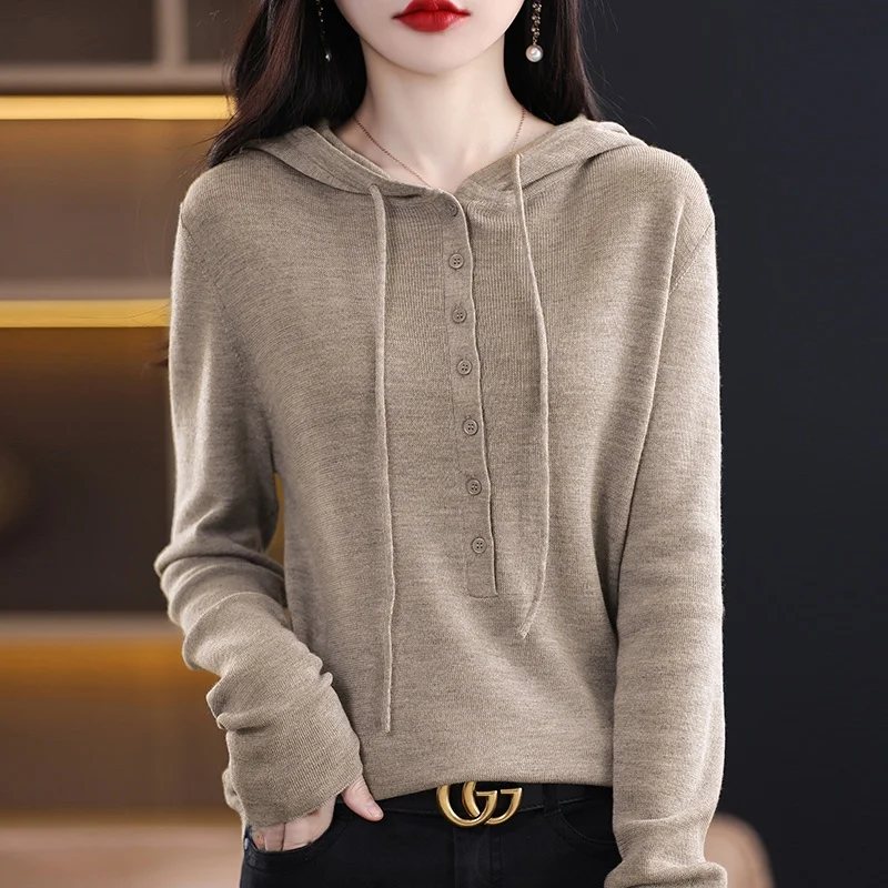 

Long Sve Knitted Base irt Женский тонкий свитер с капюшоном Faionable Youthful Hat irt New Sle Commute Sle Pure...