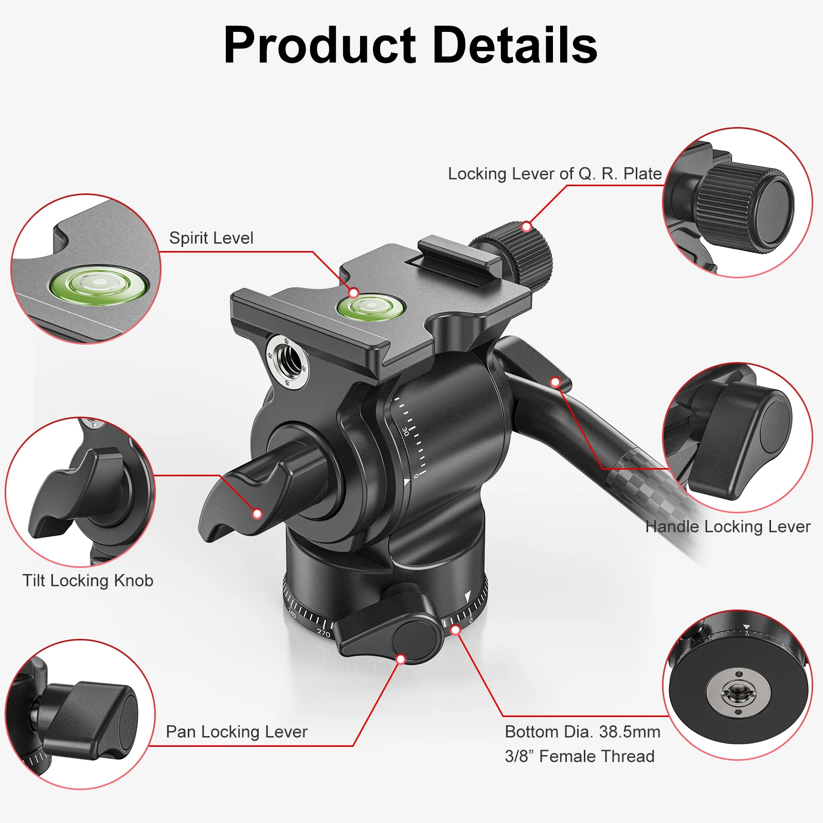 Nhẹ Mini Video Chất Lưu Đầu Toàn Cảnh Chân Bóng Đầu Sợi Carbon Tay Cầm Phụ Nhanh Chóng Phát Hành Đĩa Cho Máy Ảnh Không Gương Lật