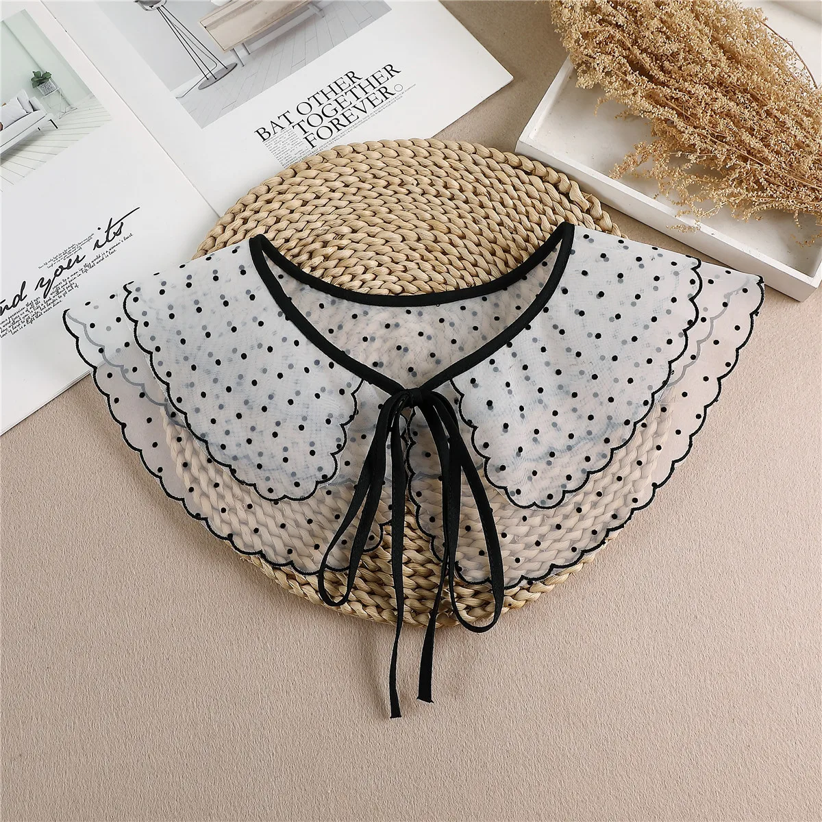 

Linbaiway Polka Dots Fake Collar Shawl Wrap Girls Necklace Lapel Blouse Tops False Collars Dress Lapel Detachable Collar Shawl