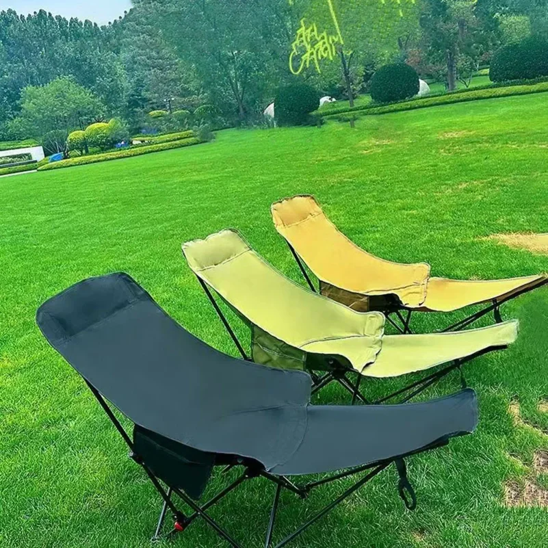 yesOutdoor Camping Folding Chair 4 Gear Adjustable Chair with Foot Support for Camping Fishing Travel Beach Outdoor Traveling Re