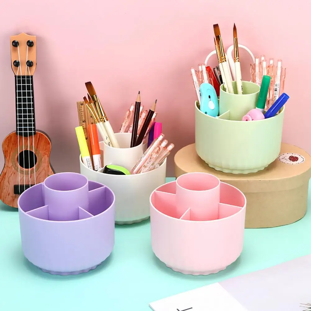 

Makeup Brush Holder Pen Holder Rotating Desk Organizer with 5 Slots for Pens Makeup Brushes Pencils Capacity Holder for Office