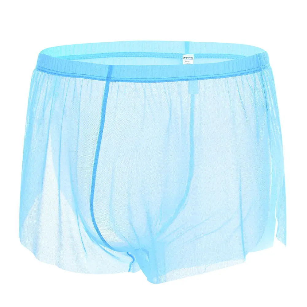 Zonbailon Men's Sexy See Through Boxers Sheer Breathable Trunks