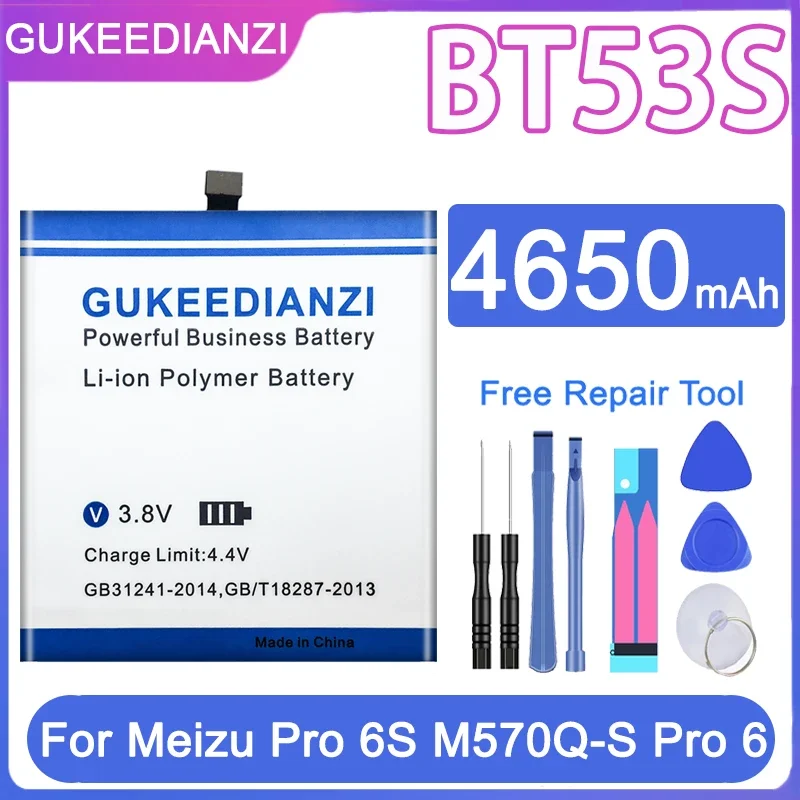 

Аккумулятор GUKEEDIANZI BT53S 4650 мАч, аккумулятор большой емкости для Meizu PRO 6 PRO6/Pro 6s/PRO 6s, батарейки с бесплатными инструментами