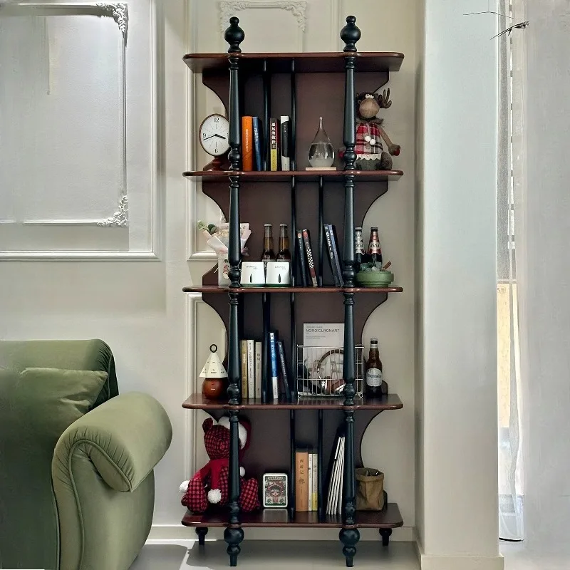 Display Shelves Bookcase Racks Bedside Mid Century 4-tier Bookshelf Black Wooden Muebles Almacenamiento Living Room Furniture